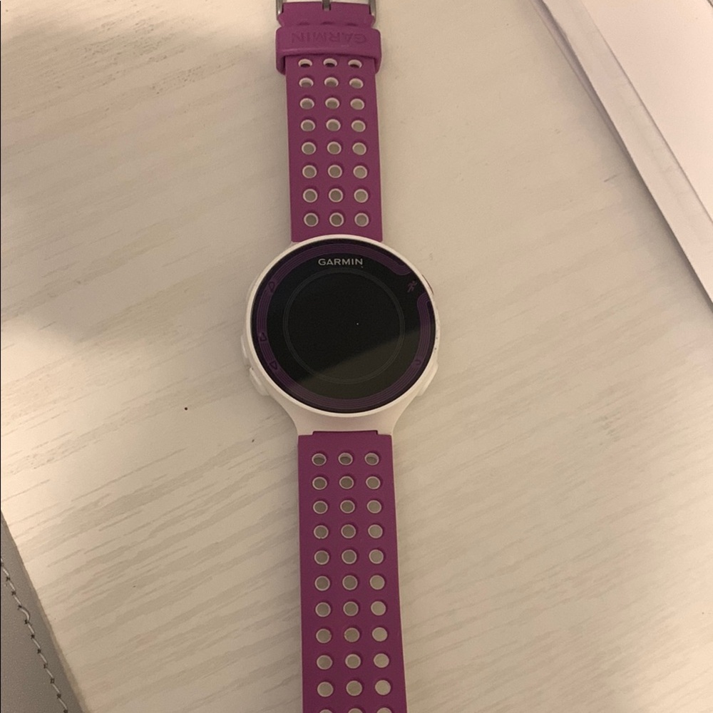 Garmin Purple and White Smartwatch with Sporty Silicone Band